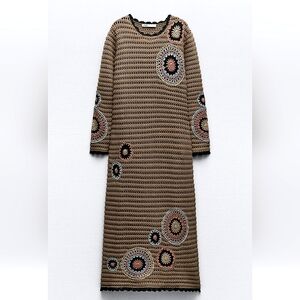 ZARA LONG CROCHET KNIT DRESS ✨️ Size S
